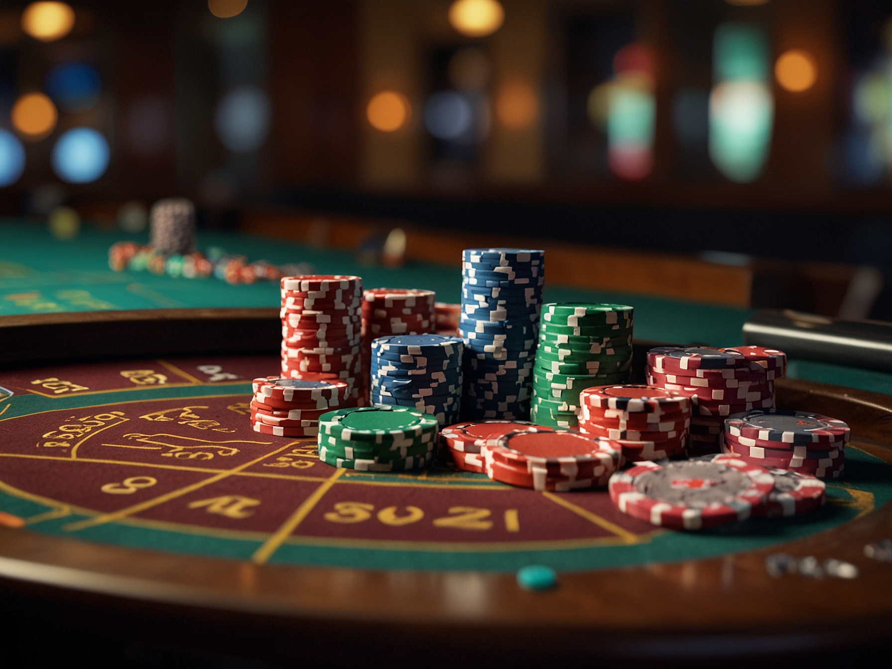 Roulette and blackjack table